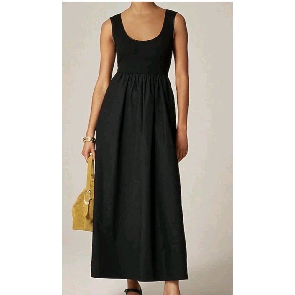 J.Crew Scoopneck Mixy Dress Black Maxi Sleeveless CN606 Size M NWT $148 - Picture 1 of 10